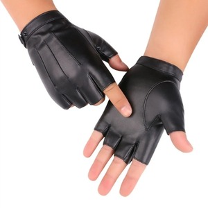 A Pair of Men's and Women's Pu Imitation Leather Outdoor Sports Half-<b>Finger</b> <b>Gloves</b> and Fingerless <b>Gloves</b> - Product Image 2