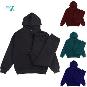 Sudadera con capucha de dos piezas para hombre y mujer de algodón de rizo francés de peso pesado, conjunto de Jogger, Jersey informal, chándal de invierno, secado rápido, cálido - Product Image 1
