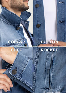 Chaqueta de Mezclilla para Hombre, Invierno, Resistente, Casual, Estilo Hip, Desgastada, para Uso Formal y Urbano, Transpirable - Product Image 1