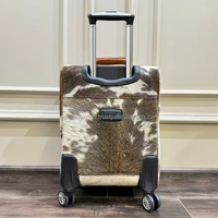 Sacs à roulettes en cuir de vachette véritable fait main avec poils, sacs de voyage personnalisés pour week-end, sacs à roulettes pour voyages d'une nuit avec roues