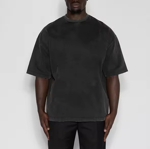 Custom Oversized Boxy Fit Acid Washed <b>Tshirt</b> Men's Cotton Drop Shoulder <b>Tshirts</b> Distressed Streetwear Rib Neck T-shirts for Men - Product Image 1