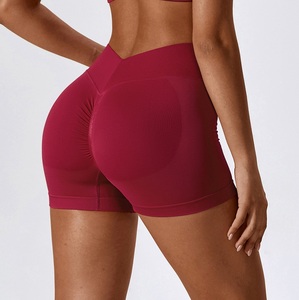 Pantalones cortos de gimnasio antideslizantes de cintura alta para mujer Pantalones cortos de Yoga de entrenamiento estirables de cuatro vías transpirables y al por mayor - Product Image 3