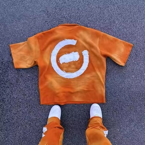 Camisetas vintage con logotipo personalizado, camiseta de gran tamaño de color sólido de peso pesado, Camiseta extragrande de manga corta con cremallera y lavado con ácido - Product Image 2