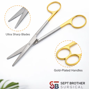 กรรไกรผ่าตัดระดับพรีเมียม ด้ามจับสีทอง สแตนเลสสตีล สำหรับการผ่าตัดทางการแพทย์ - Product Image 1