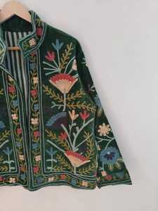 Ethnic Statement Wear <b>Velvet</b> Suzani Boho <b>Jacket</b> Handmade Embroidered Coat Kimono Festival Vintage Uzbek Suzani <b>Jacket</b> for <b>Women</b> - Product Image 2