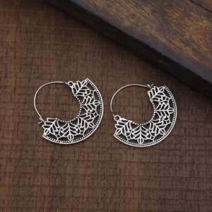 Boucles d'oreilles créoles exclusives en argent Sterling 925 pour femmes mode Fine boucles d'oreilles en argent Sterling 92.5 bijoux feuille vêtements quotidiens - Product Image 4