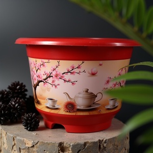 Asian Home Decoration Inspired Bell-Shaped Flower Pots & <b>Planters</b> Stylish <b>Garden</b> Accessories for Floor Usage Made of <b>Plastic</b> - Product Image 4