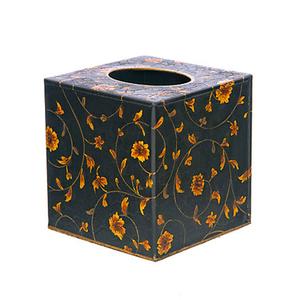 Couverture de tissu de couleur cuivre en métal imprimé moderne boîte de rangement de serviettes rectangulaire élégante porte-serviettes en métal boîte de mouchoirs en papier - Product Image 5