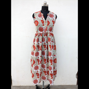 Algodón puro bloque de mano impreso verano Maxi lindo vestido sin mangas traje Floral personalizado indio tierra diosa Boho Vibes para - Product Image 1