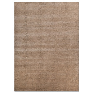 Alfombra Aprezo AKWB-3658 Beige y Marrón, Tejida a Mano con Lana y Seda de Bambú, Patrón Geométrico para Uso Doméstico - Product Image 1