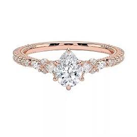 Bague solitaire Moissanite taille poire personnalisée en argent sterling S925 avec bijoux en plaqué or pour femmes - Product Image 2