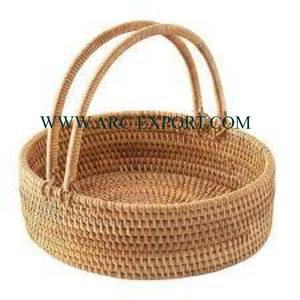 Latest Designing Kitchen Accessories Food and Fruits <b>Storage</b> <b>Basket</b> High Demanding Top Quality Round Shape Rattan <b>Storage</b> <b>Basket</b> - Product Image 1