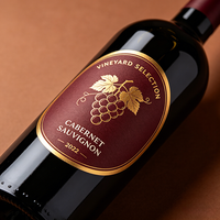 Étiquettes autocollantes en vinyle imperméable personnalisées avec logo imprimé pour emballages de bouteilles de vin, bouteilles en verre, étiquettes alimentaires