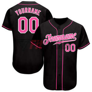 Custom Unisex Black Pink Baseball Jersey Full Sleeve Sublimated Team <b>Name</b> Number Fitted Breathable Adult Apparel Anti-Bacterial - Product Image 2