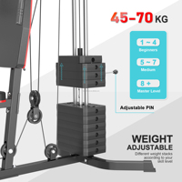 Station de musculation multifonctionnelle compacte pour la maison avec pile de poids réglable