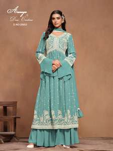 Eid Special Clothing Support /Adult Evergreen Design Faux Georgette Salwar <b>Suit</b> & Dupatta With Embroidery Work <b>Woman</b> Fashion - Product Image 4