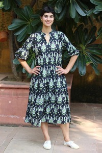 Ropa informal de calidad superior Elegante Floral Mujer Impreso Algodón puro Recto Casual Wea Maxi Vestido largo para mujer - Product Image 4