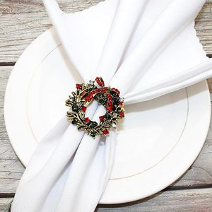 Vintage Metal Christmas <b>Wreath</b> Napkin <b>Ring</b> for Holiday Party Dinner Table Decorate - Product Image 1