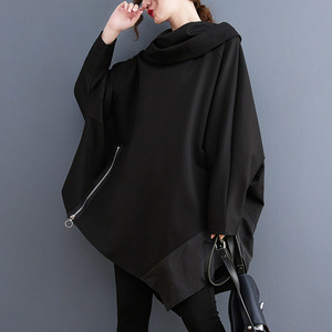 Felpa Oversize da Donna con Collo Tondo e Zip, Maniche Regolari, Antirughe, Tessuto Casual in Poliestere/Nylon 240g, Primavera - Product Image 1