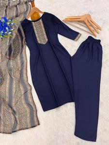 הצגת rayon חדש שמלת <span class=keywords><strong>kurta</strong></span> pant בגד מזדמנים ללבוש שמלה מסורתית צבע אלגנטי - Product Image 3