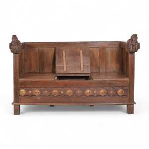 <b>Old</b> Teak Wood Chesterfield <b>Sofa</b> Rustic Design Three-Seat Square with One-Seater for Living Room Furniture - Product Image 6