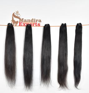 Remy Indian para mujeres negras, máquina de pelo de doble trama, mechones rectos naturales, extensiones de cabello humano de templo de onda natural - Product Image 1