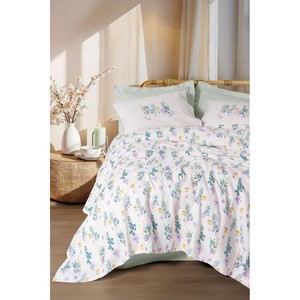 Juego de Funda Nórdica Individual Estiva de Cotton Box, 100% Algodón con Estampado Floral en Verde Menta para Uso Doméstico - Product Image 1