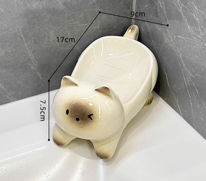 Porte-savon en céramique moderne et élégant en deux parties avec un design de drainage créatif, porte-savon portable pour lavabo de salle de bain et toilettes - Product Image 3