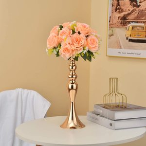 Florero dorado metálico brillante, centro de mesa, plomo de carretera para decoración de fiesta de boda, centro de mesa, florero de suelo - Product Image 3