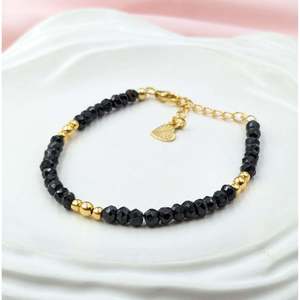 18K Gold Plated <b>Beaded</b> <b>Bracelet</b> Garnet Opal Amethyst Black Spinel Heart Shape Number Ball Pattern Zinc Alloy Main Stone for Gift - Product Image 1