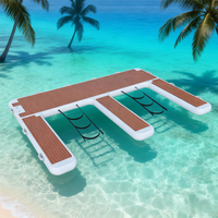 Rampe de quai double personnalisée en forme de E pour jet ski et yacht, ponton gonflable en PVC EJIA EJ-201, capacité 1000 kg, 5-10 passagers, garantie 2 ans