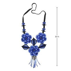 <b>Blue</b> Floral Handmade <b>Beads</b> Bridal and Fine Jewelry Set Gold Plated Stainless Steel for Parties and Gifts - Product Image 5