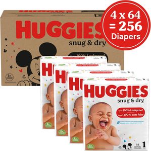Pañales Huggies Talla 1, Pañales Snug & Dry para Recién Nacidos, Talla 1 (8-14 lbs), 256 Unidades - Product Image 1