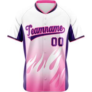 Camiseta de béisbol estilo profesional abotonada, camiseta de softbol bordada personalizada, aparejos de malla de secado rápido, uniforme de equipo de ajuste juvenil de sarga de EE. UU. - Product Image 1