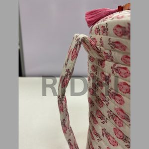 Eco-Friendly <b>Blush</b> for Quilted Cotton Canvas for <b>Bag</b> Front Handle Zipper Reusable Custom Logo Printed Daily Shopping Large - Product Image 6