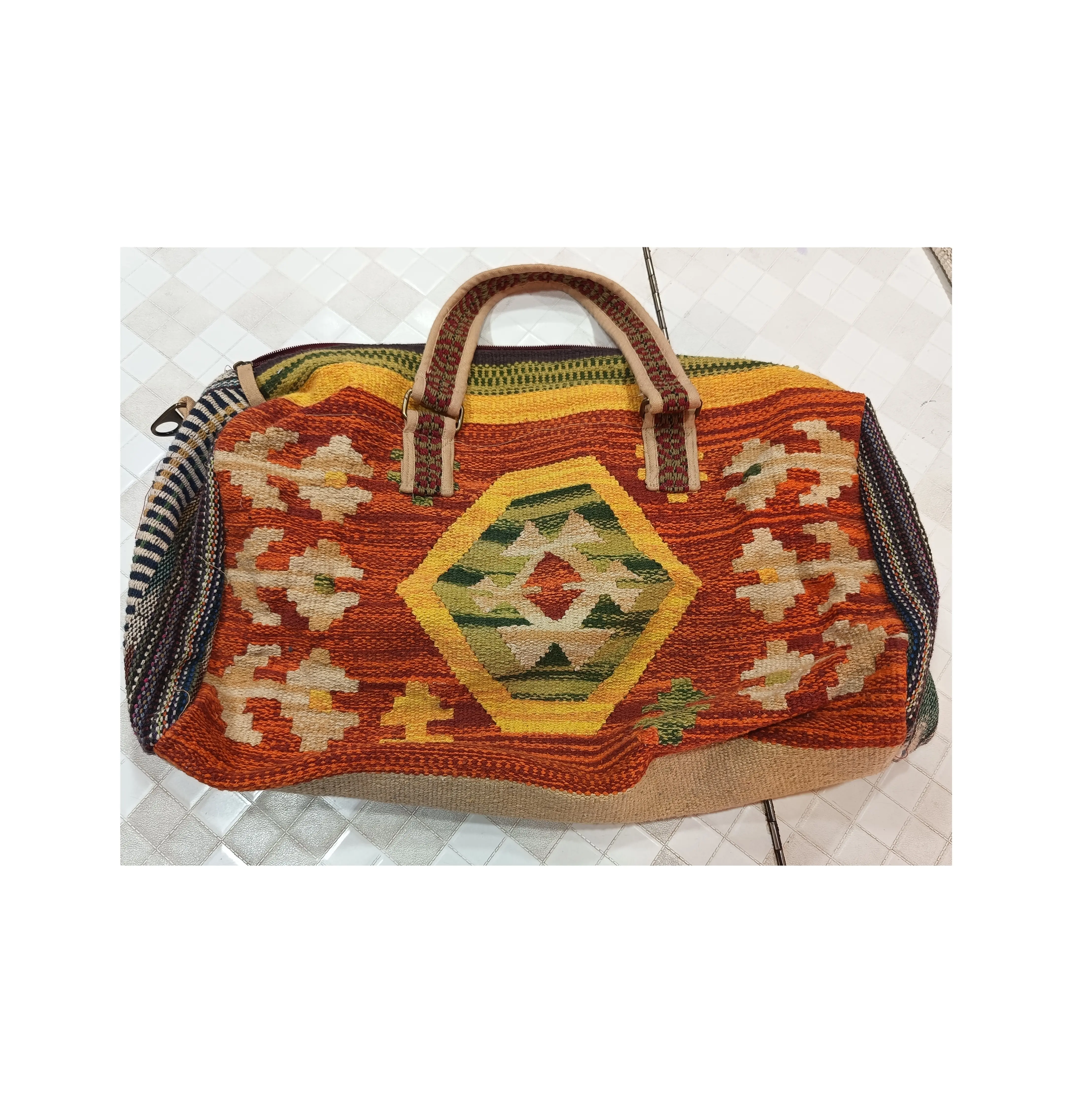 Tas tote desain kilim katun buatan tangan India tas tangan kualitas terbaik untuk penggunaan sehari-hari pada warna & ukuran yang disesuaikan