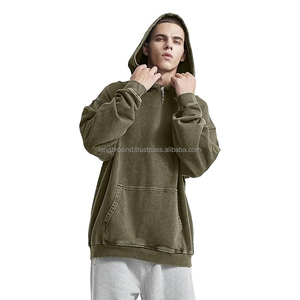 Pull-over en éponge française surdimensionné 100% coton unisexe, lavage à l'acide, motif solide, broderie personnalisée en détresse, costume XS - Product Image 3