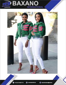 Alfa |   Kapa |   Chaqueta Universitaria Alpha Sorority, Elegante, Cuello Alto, Logotipo Bordado, Ropa de Sororidad, Logotipo Personalizado AKA Sorority - Product Image 6