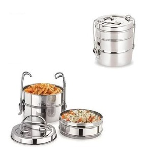 Boîte à lunch en acier inoxydable de qualité hôtelière et de bureau avec compartiment alimentaire durable 9*3, tiffin simple, prix fiable, logo personnalisé - Product Image 6