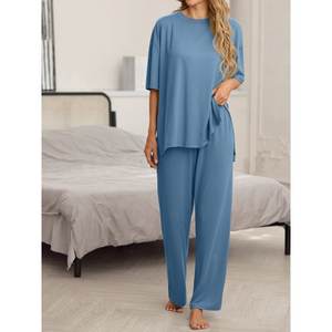 Conjunto de ropa deportiva corta de verano para mujer con hombros caídos, conjunto de dos piezas de Yoga para Fitness, ropa de tenis transpirable de secado rápido para mujer - Product Image 2