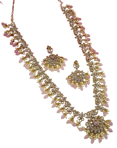 Wedding Latest South Indian Collection Kundan,Pearl Drop Antique Gold Plated Peacock Long <b>Jewellery</b> Set With Earring For Women - Product Image 1