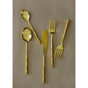 Stainless Steel Cutlery Luxury Portugal Utensil Set with <b>Gold</b> Long Amazing Design Handle Utensil Cutlery Set - Product Image 6