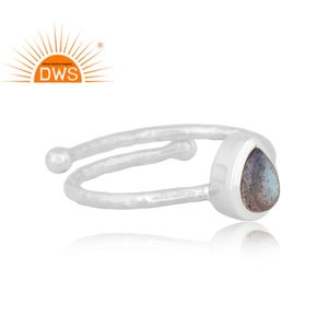 Best Selling Fine Sterling Silver Natural Labradorite Gemstone <b>Adjustable</b> <b>Ring</b> Jewelry Manufacturer - Product Image 3