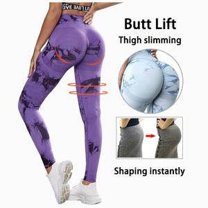 Pantalones de Yoga sin costuras con tinte de corbata personalizado, mallas de cintura alta para entrenamiento, levantamiento, Fitness, deporte, mujer, ropa deportiva para correr - Product Image 3