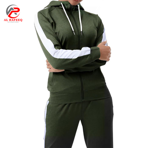 ชุดออกกำลังกายสำหรับผู้หญิงชุดวอร์มแขนยาวสีเขียวมะกอกตัด - Product Image 4