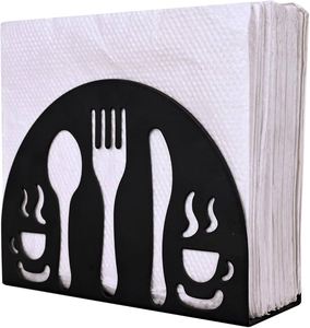 Soporte de papel tisú de mesa de metal con 1 paquete de papel tisú, servilletero de papel de mesa (negro) - Product Image 1