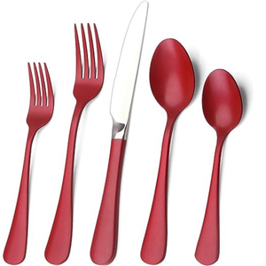Artículos de las mejores tendencias OEM personalizado indio precio al por mayor juego de cubiertos de metal rojo para el hogar Hotel restaurante y uso de fiesta de boda - Product Image 1