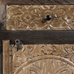 Moderne Luxe Traditionnel Vintage Antique Solide En Bois Sculpté À La Main Tiroir Fleur Commode Coffre Armoire Buffet pour Vivre - Product Image 3