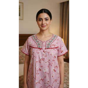 Camisón Cómodo para Mujer Alpine, Talla XXL, Estampado, Largo, Suave y Cómodo, Tejido, Manga Corta, con Bolsillo Lateral, para Uso Doméstico - Product Image 1