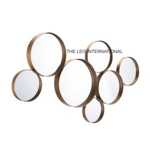 Espejo de Pared Redondo de Metal Dorado, Diseño Moderno y Extensible, Venta Directa de Fábrica, Ideal para Hoteles - Product Image 1